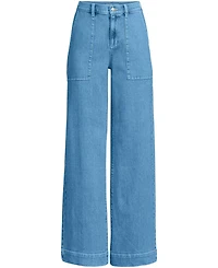 Lands' End Women's Soft Denim High Rise Wide Leg Utility Jeans