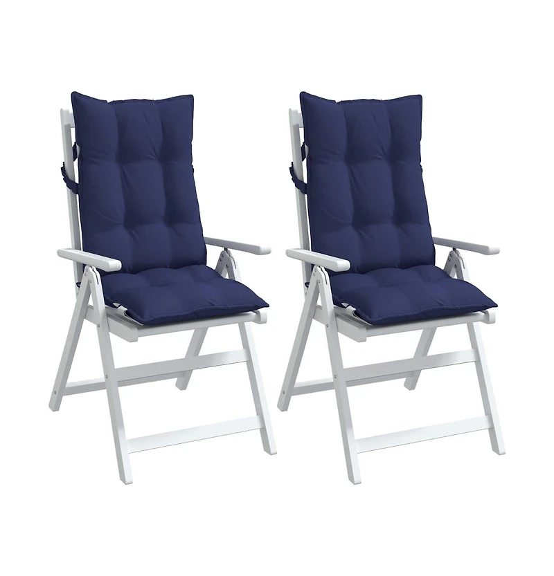 Highback Chair Cushions 2 pcs Navy Blue Oxford Fabric