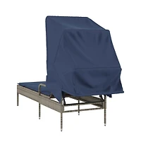 Sun Lounger with Canopy Gray Poly Rattan