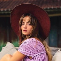 Brunna.co Lolo Wide-brim Jute Boater Hat in Burgundy