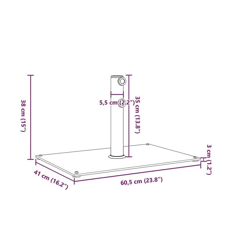 Parasol Base for 1.3"/1.5"/1.9" Poles 33.1 lb Rectangular