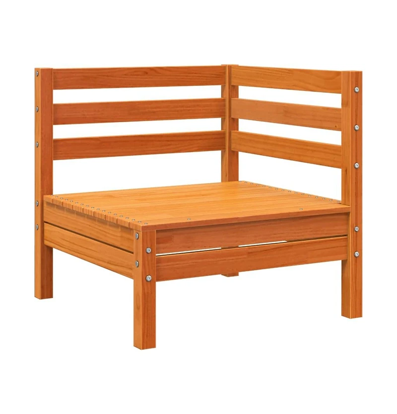 Patio Sofa 3-Seater Wax Brown Solid Wood Pine