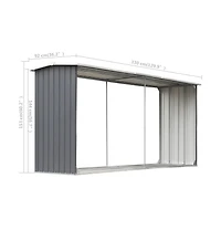Garden Log Storage Shed Galvanized Steel 129.9"x36.2"x60.2" Gray