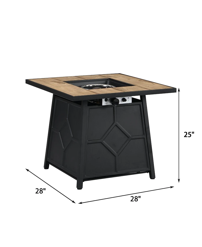 5-Piece Hdpe Adirondack Chairs Conversation Sets with 28-inch Outdoor Square Fire Pit Table