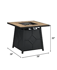 5-Piece Hdpe Adirondack Chairs Conversation Sets with 28-inch Outdoor Square Fire Pit Table