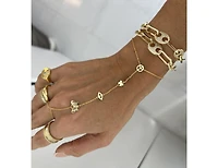 Evil Eye Hamsa Heart Peace SIgn Butterfly Hand Chain in Yellow Gold Tone