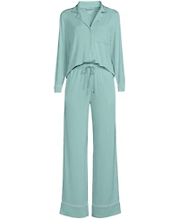 Lands' End Plus Size Cooling 2 Piece Pajama Set - Long Sleeve Top and Pants