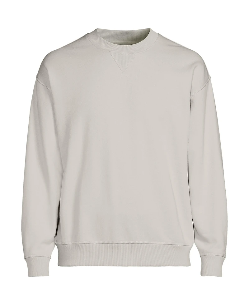 Lands' End Men's Long Sleeve French Terry Vintage Wash Crewneck Sweatshirt