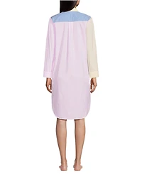 Lands' End Plus Size Cotton Poplin Long Sleeve Sleepshirt Nightgown