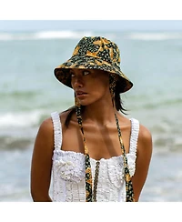 Brunna.co Jasmine Chinoiserie Batik Hat In Brown and Black