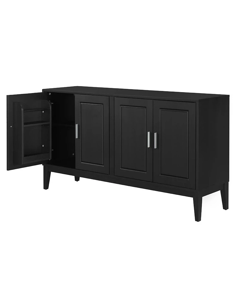 Streamdale 4-Door Sideboard Cabinet with Adjustable Shelf, Black