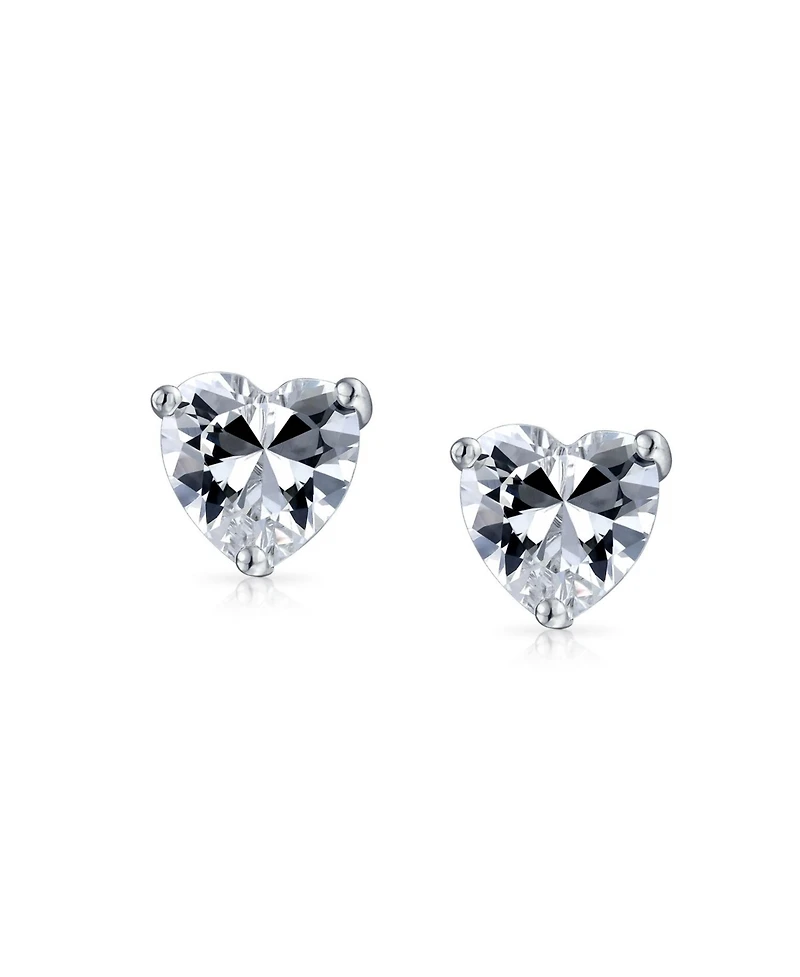 Bling Jewelry Heart Shaped Cz Solitaire Stud Earrings Rose Gold Sterling Silver