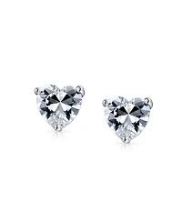 Bling Jewelry Heart Shaped Cz Solitaire Stud Earrings Rose Gold Sterling Silver