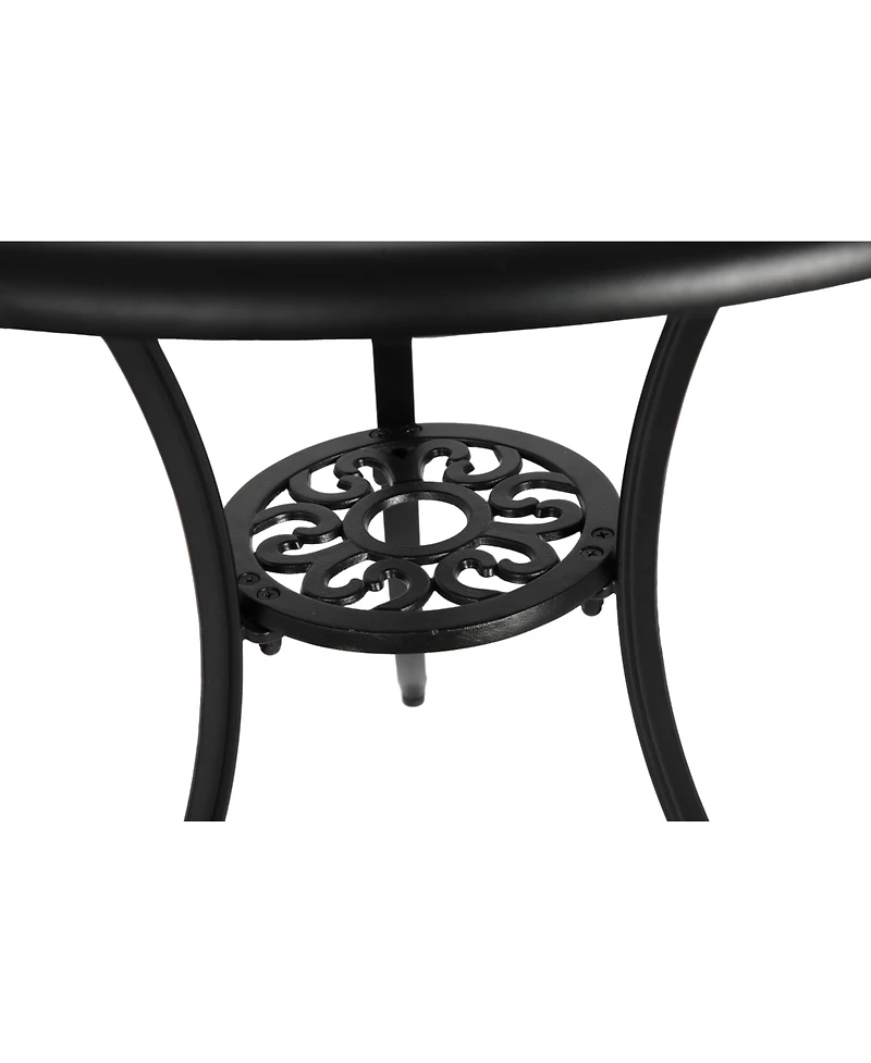Streamdale 3-Piece Cast Aluminum Bistro Set with Umbrella Hole and Outdoor Durability