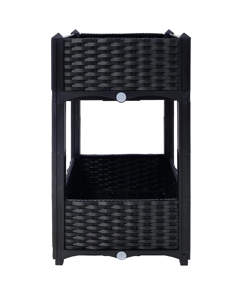 Streamdale Elevated Planter Box for Outdoor Gardening (15.7"x15.7"x27.7", Black)