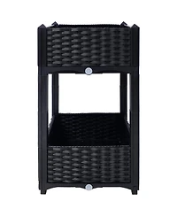 Streamdale Elevated Planter Box for Outdoor Gardening (15.7"x15.7"x27.7", Black)