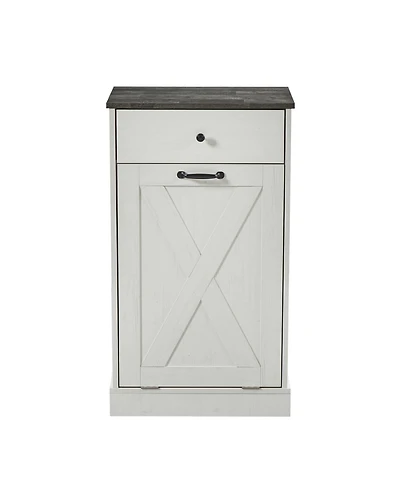 Single Door Trash Cabinet Tilt Trash Cabinet Kitchen Trash Can - Splice Wood White