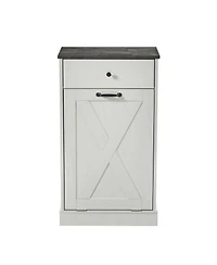 Single Door Trash Cabinet Tilt Trash Cabinet Kitchen Trash Can - Splice Wood White
