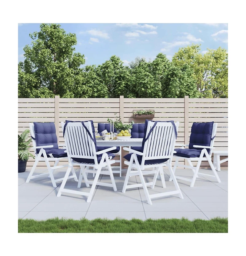 Lowback Chair Cushions 6 pcs Navy Blue Oxford Fabric