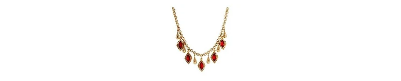 2028 14K Gold Dipped Red Glass Navette Drop Necklace