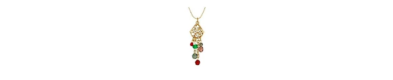 2028 Gold-Tone Colored Glass Beads Necklace