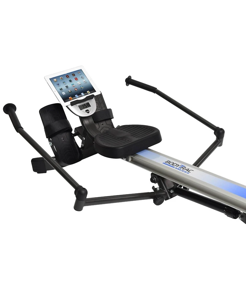 Stamina BodyTrac Glider 1060 Cardio Exercise Fitness Rower Rowing Machine with Adjustable Hydraulic Resistance, Display Monitor, and Tablet Holder