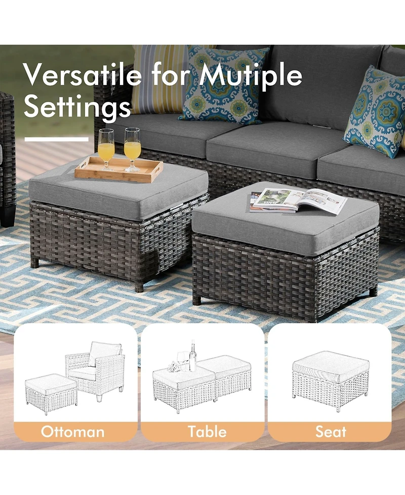 Xizzi 8 Piece Outdoor Patio Furniture Set,High Back Wicker Sofa Couch with 360° Swivel Rocking Chairs,Rattan Chairs and Ottoman Conversation Set