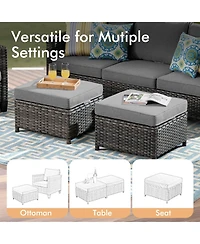 Xizzi 8 Piece Outdoor Patio Furniture Set,High Back Wicker Sofa Couch with 360° Swivel Rocking Chairs,Rattan Chairs and Ottoman Conversation Set