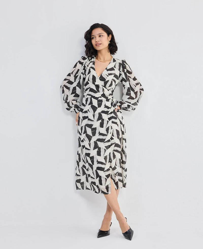 Reistor Women's Midi Wrap Dress Abstract Mosaic