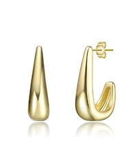 14K Gold Plated Bright Shine J-Hoop Earrings