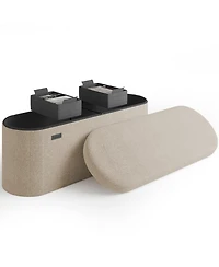 Ovel Boucle Ottoman Storage Bench – Modern Foot Stool