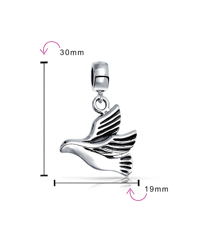 Bling Jewelry World Peace Dove Dangle Charm Bead Sterling Silver European Bracelet