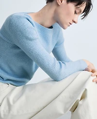 Mango Women's Boat Neck Ribbed Sweater