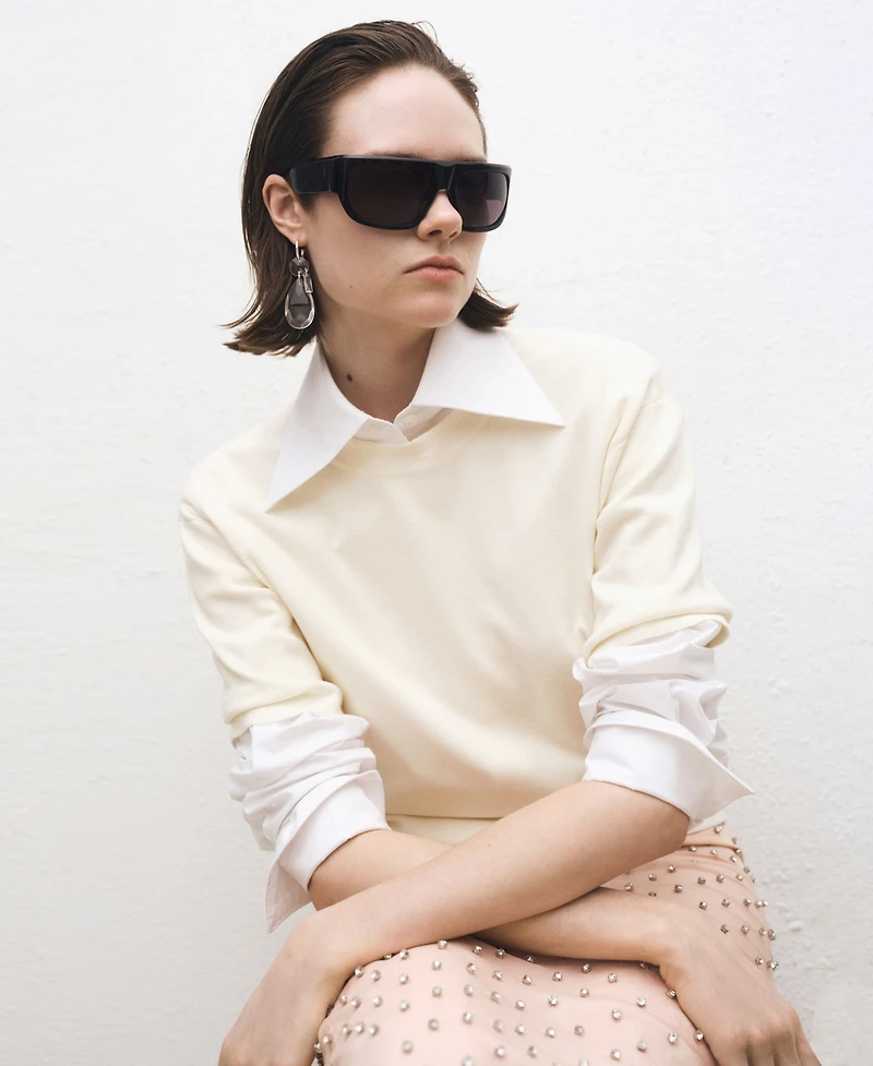 Mango Women's Short-Sleeved Wool-Blend Sweater