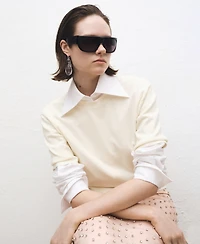 Mango Women's Short-Sleeved Wool-Blend Sweater