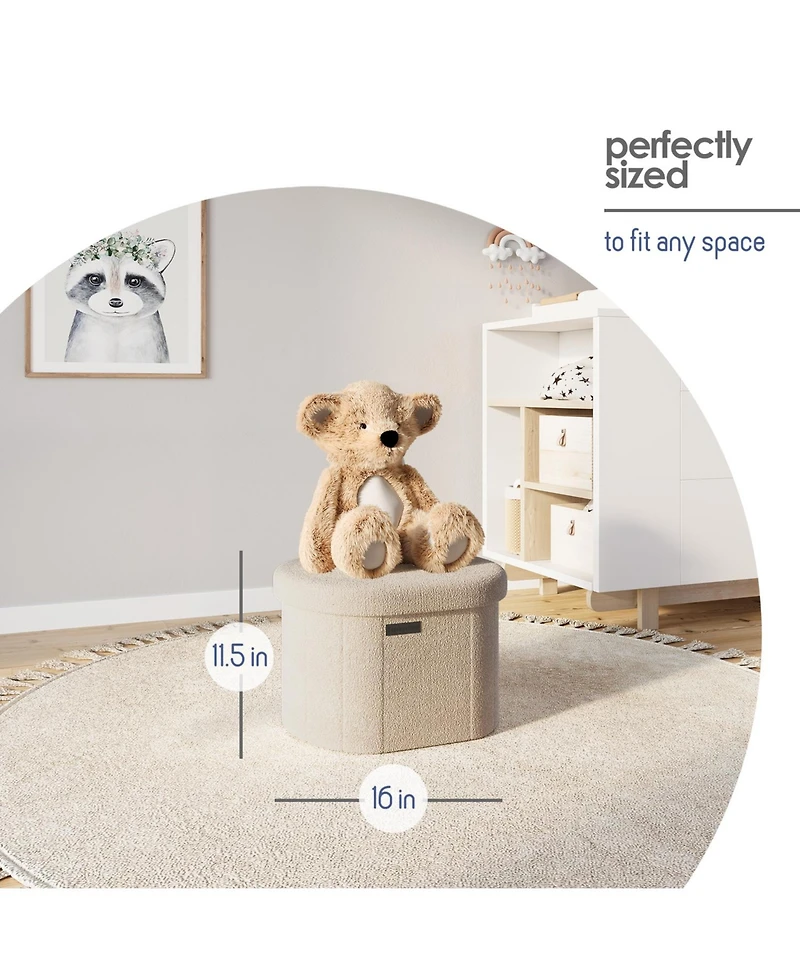 Ovel Boucle Ottoman Storage Bench – Modern Foot Stool