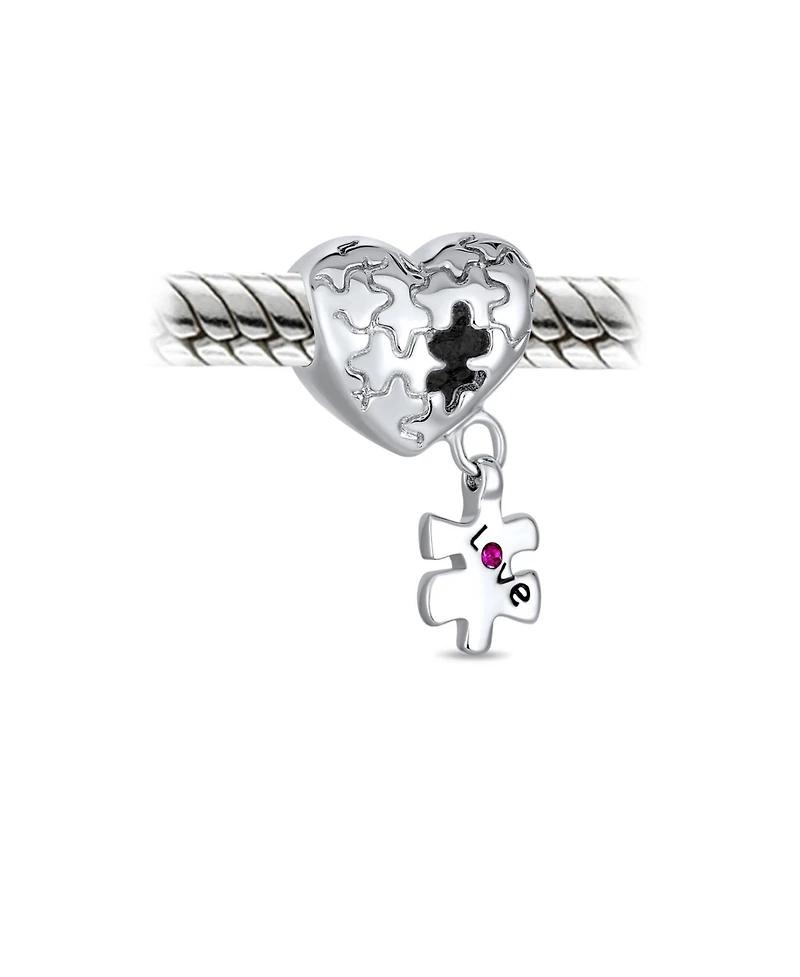 Bling Jewelry Autism Awareness Heart Puzzle Piece Charm Bead European Bracelets