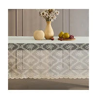 Hlc.me Isabella Floral Lace Fabric Tablecloth, Lace Fabric Table Cloth for Round Tables, Wrinkle Resistant Tablecloth