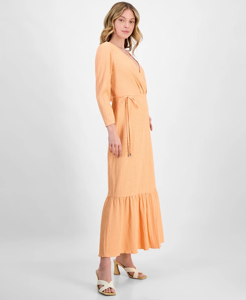 Hugo Women's Smocked Surplice Tiered Maxi Dress