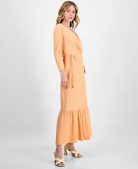 Hugo Women's Smocked Surplice Tiered Maxi Dress