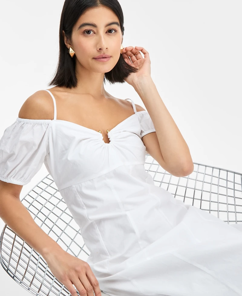 I.n.c. International Concepts Women's Cotton Cold-Shoulder Midi Dress, Exclusively at Macy's