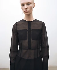 Mango Women's Semi-Transparent Silk Blend Midi Dress