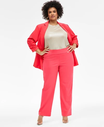 I.n.c. International Concepts Plus Size Mid-Rise Pull-On Straight-Leg Pants, Created for Macy's