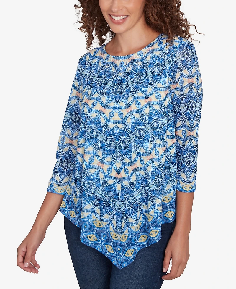 Ruby Rd. Petite Chevron Burnout Knit Crew Neck Top