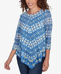 Ruby Rd. Petite Chevron Burnout Knit Crew Neck Top