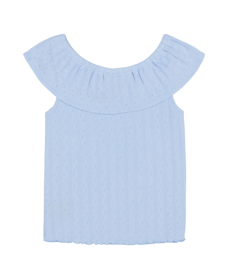 Tommy Hilfiger Toddler and Little Girls Pointelle Ruffle Top