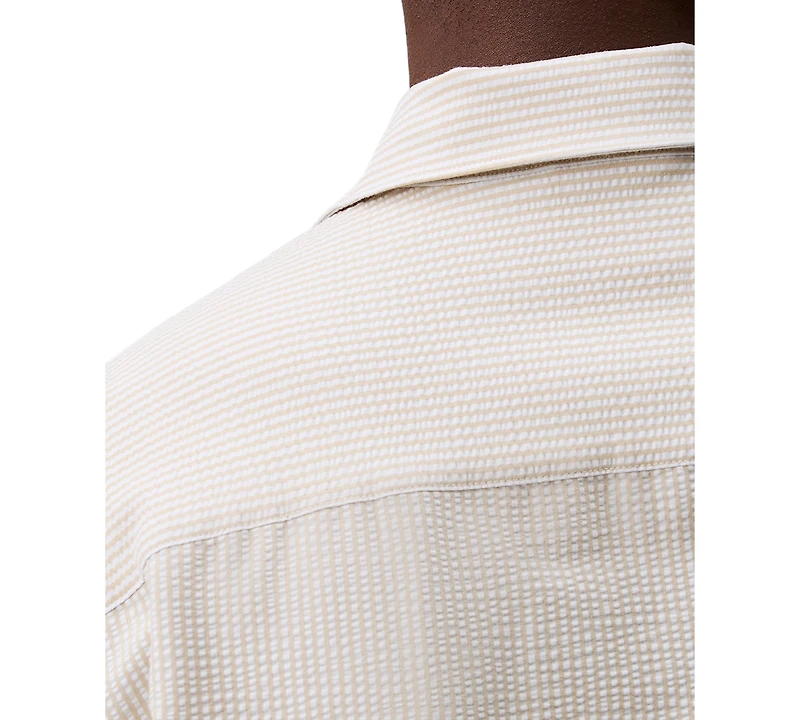 Calvin Klein Men's Relaxed Fit Short Sleeve Seersucker Striped Button-Front Shirt