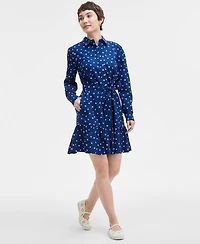 On 34th Women's Long Sleeve Printed Mini Shirt Dress, Exclusively at Macy's