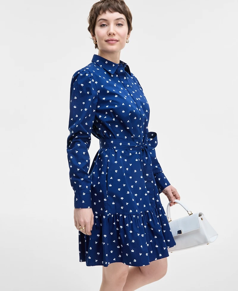 On 34th Women's Long Sleeve Printed Mini Shirt Dress, Exclusively at Macy's