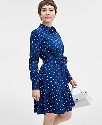 On 34th Women's Long Sleeve Printed Mini Shirt Dress, Exclusively at Macy's